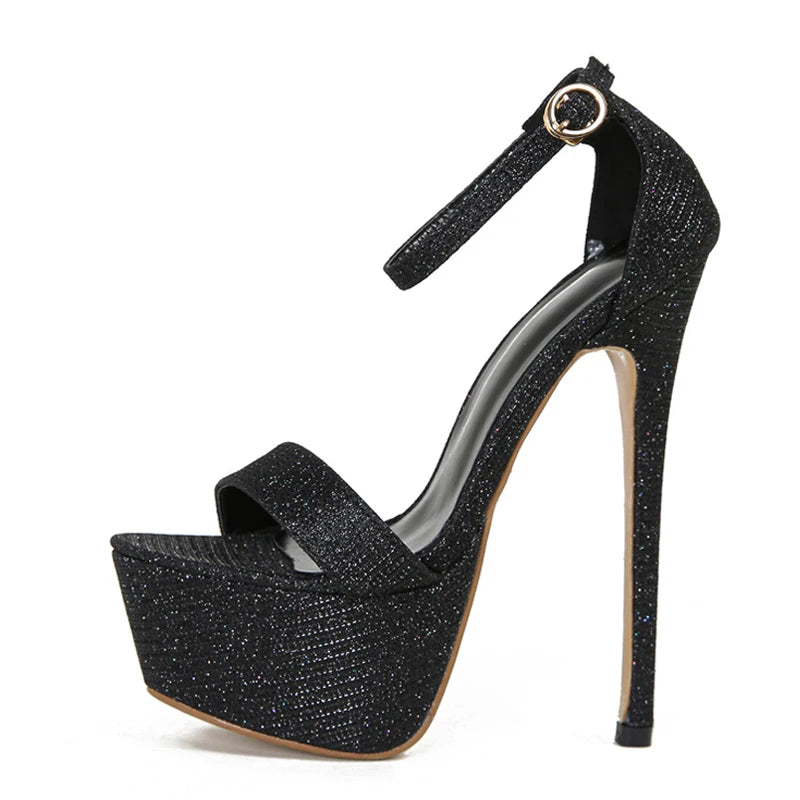 Liyke modelo pasarela sandalias de plataforma con lentejuelas para mujer Sexy punta abierta fiesta Nachtclub tacones de Stripper zapatos de baile de barra tamaño 34-46