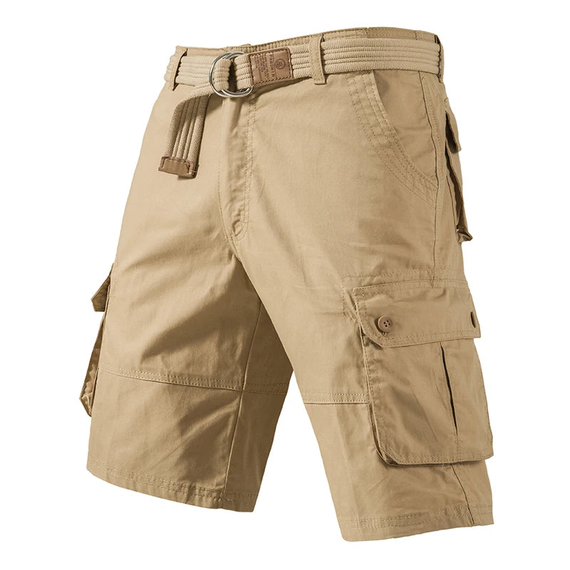 Pantalones cortos Cargo hasta la rodilla para hombre, Bermudas deportivas informales, pantalones cortos de algodón de talla grande, pantalones cortos rectos de Golf para correr y gimnasio