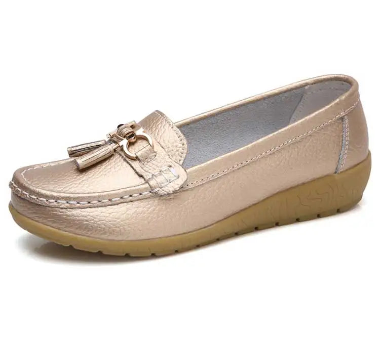 Zapatos de Mujer, mocasines de enfermera, Zapatos planos clásicos, Zapatos planos cómodos para Mujer, calzado informal de cuero blanco para Mujer
