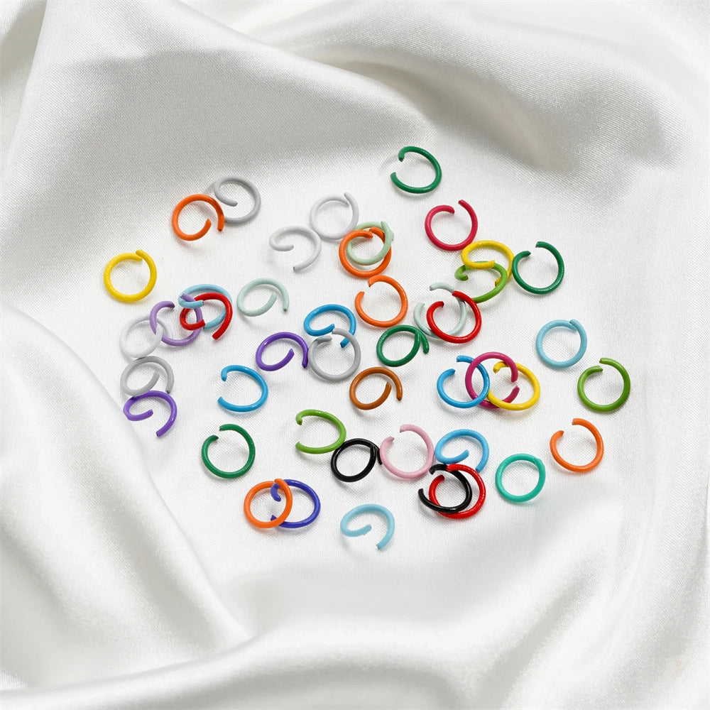100 unids/lote 1,2x10mm anillos abiertos coloridos conector de anillo de salto dividido para hacer joyería Diy accesorios suministros