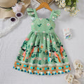 Vestido de verano para niña con estampado de plantas y mangas con mosca pequeña