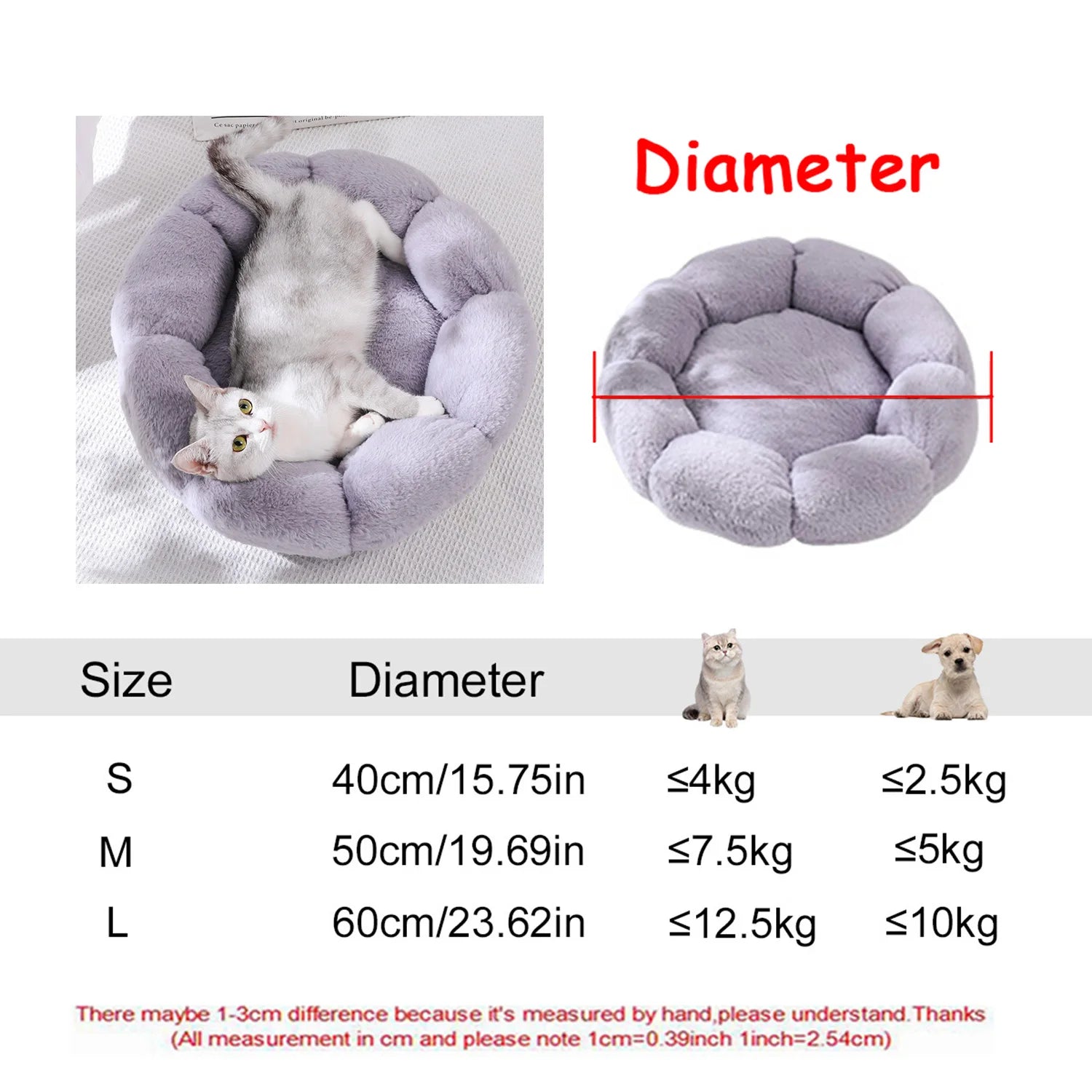 Cama redonda para perros, cama cálida de invierno para gatos, cesta de felpa para perros, cama lavable para mascotas, sofá para perros pequeños, medianos y grandes