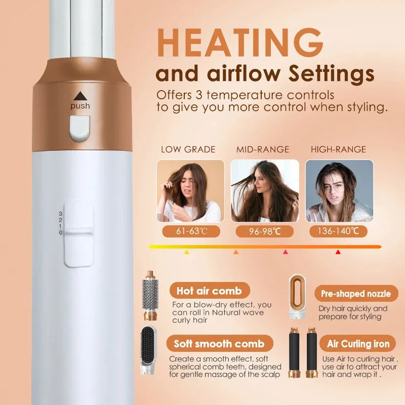 Secador de pelo 5 en 1, juego de peine caliente, plancha rizadora profesional, herramienta de estilismo para Dyson Airwrap, secador de pelo para el hogar