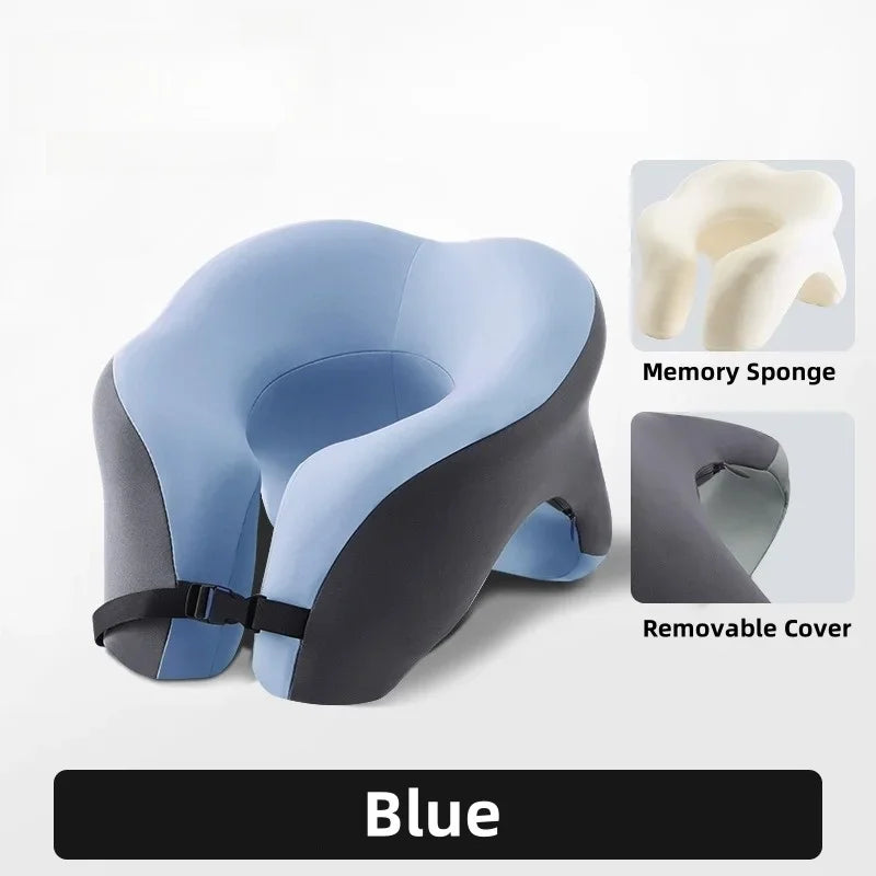 Almohada de viaje portátil en forma de U, almohadas para dormir de espuma viscoelástica, almohada para siesta en la oficina, cojín para el cuello de avión y coche, soporte ergonómico para la cabeza