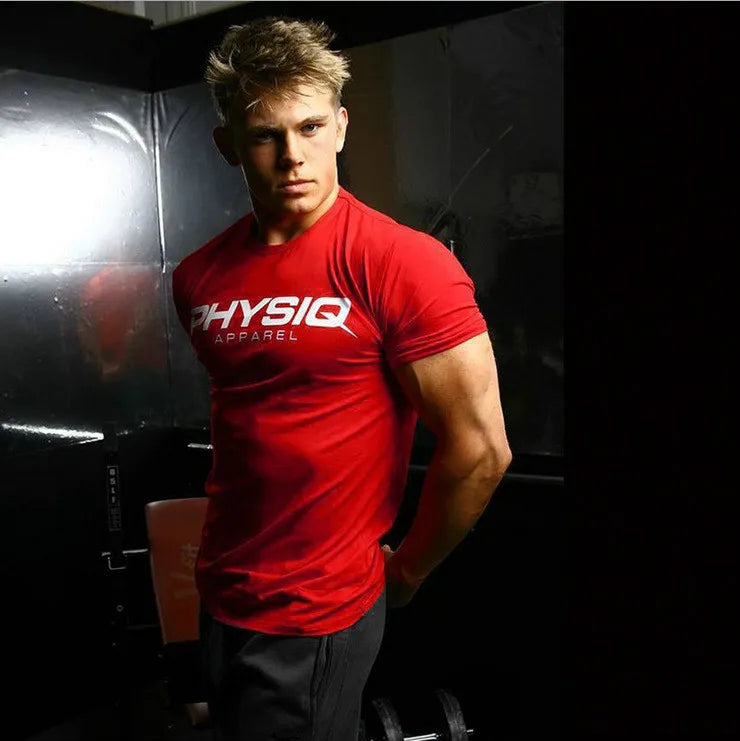 Camiseta de culturismo para hombre, camisetas de algodón ajustadas para Fitness, camisetas ajustadas de manga corta a la moda para hombre, camisetas, ropa