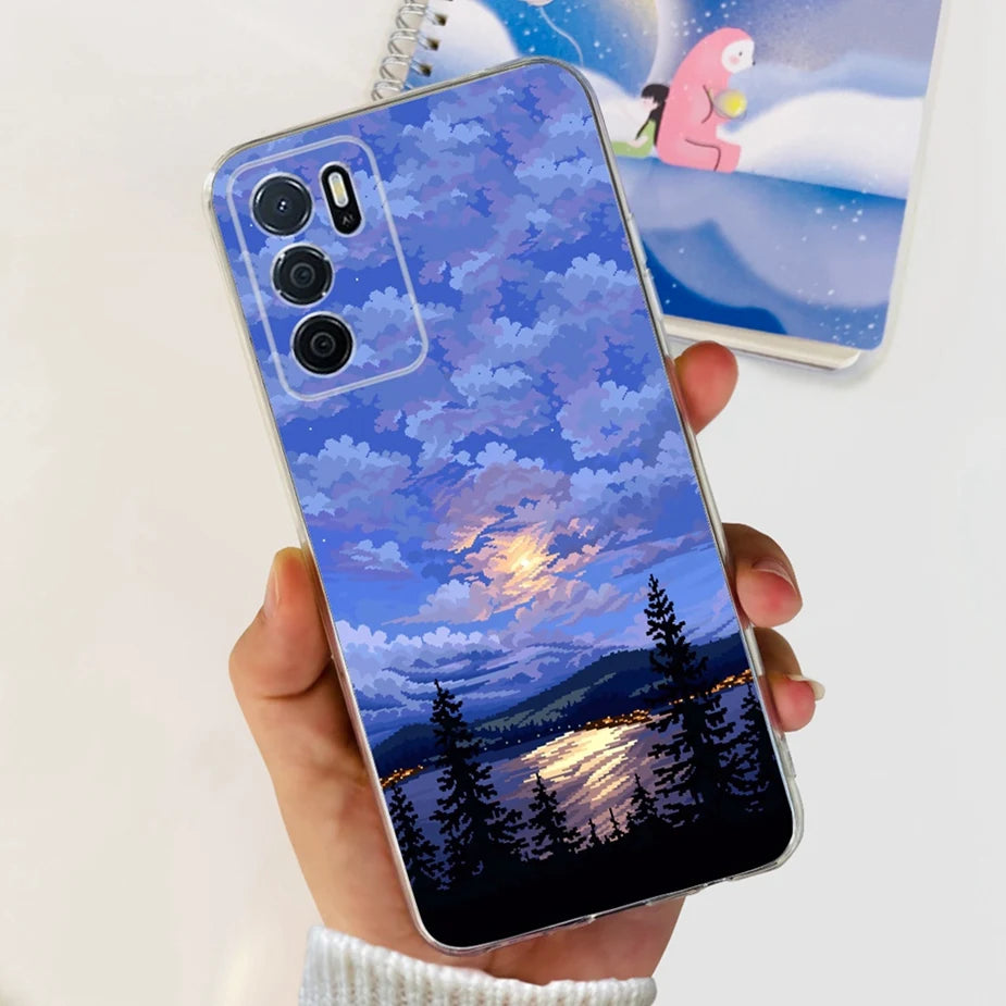 Para Oppo A16 A16s funda elegante pintada contraportada suave funda de teléfono delgada para Oppo A16s OppoA16 s CPH2269 Coque Fundas carcasa de parachoques