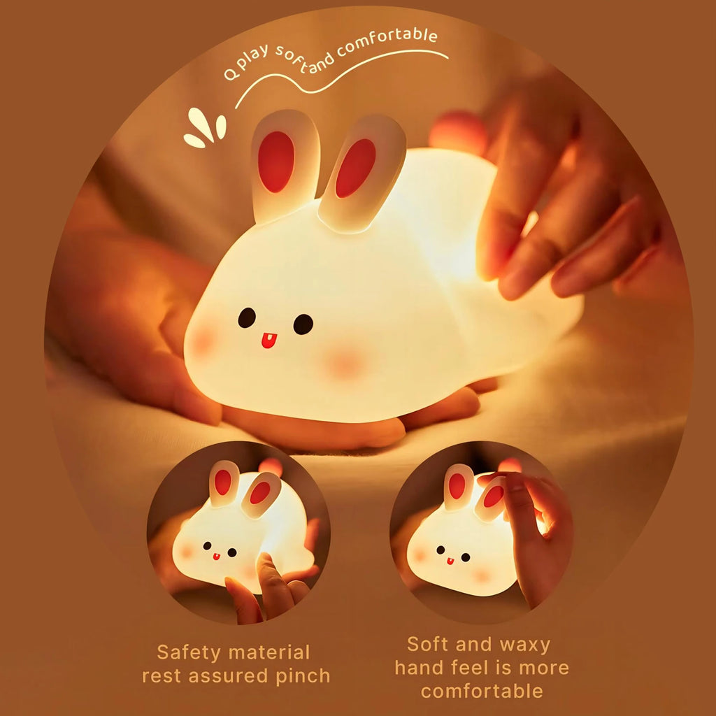 Bonita lámpara de noche blanda de silicona, luz nocturna regulable para guardería, lámpara de mesita de noche con temporizador recargable y Sensor táctil