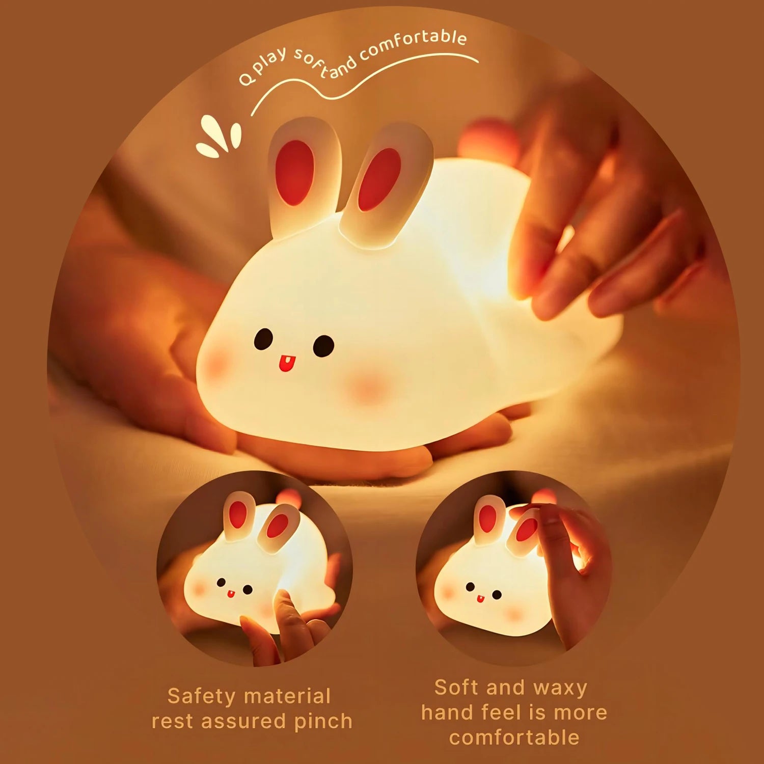 Bonita lámpara de noche blanda de silicona, luz nocturna regulable para guardería, lámpara de mesita de noche con temporizador recargable y Sensor táctil