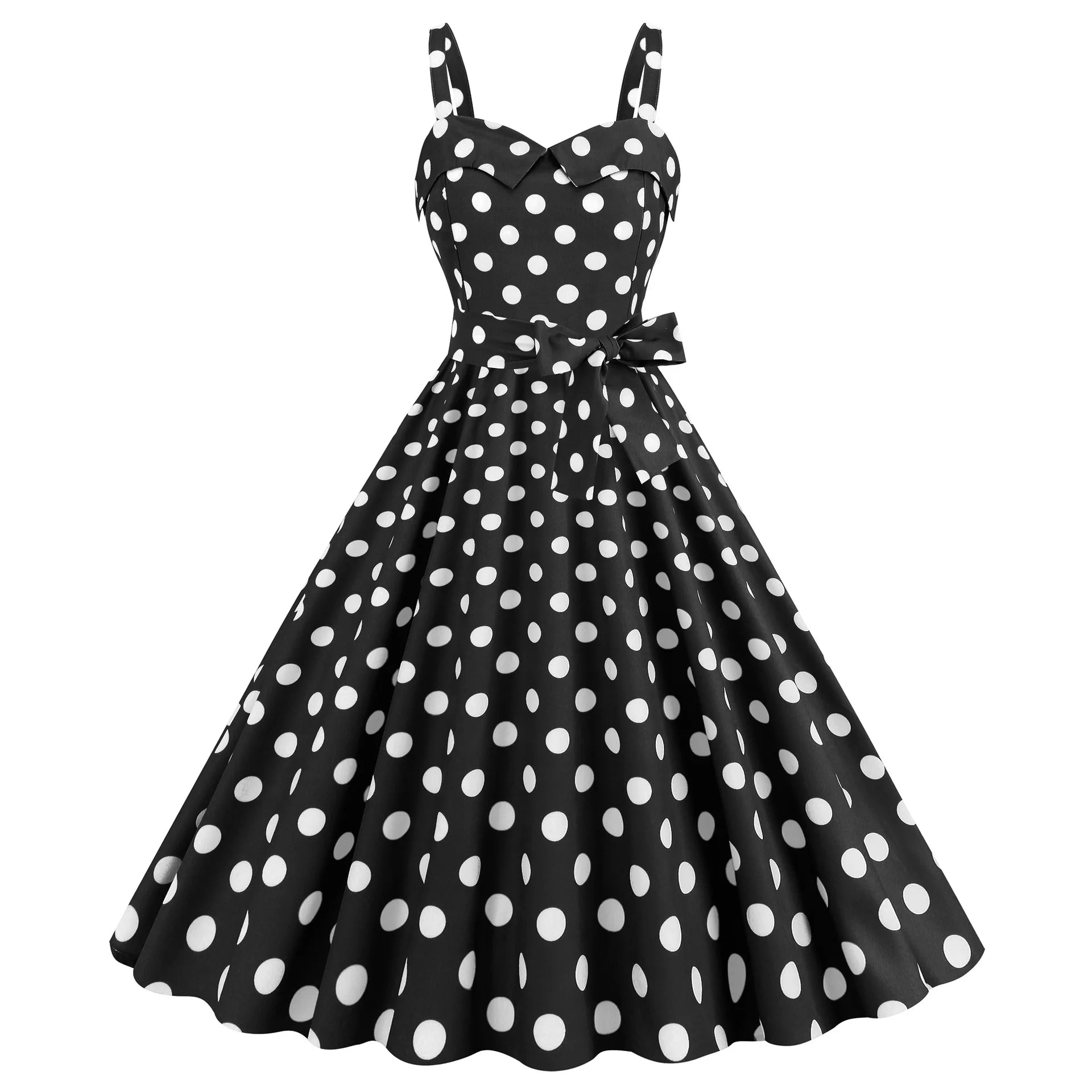 Elegante Vestido de Mujer con Estampado de Puntos, Estilo Hepburn de los Años 50 y 60, Vestido Vintage Sexy con Cuello Halter, Estilo Rockabilly Retro para Fiesta u Oficina, Vestido Pinup 2026