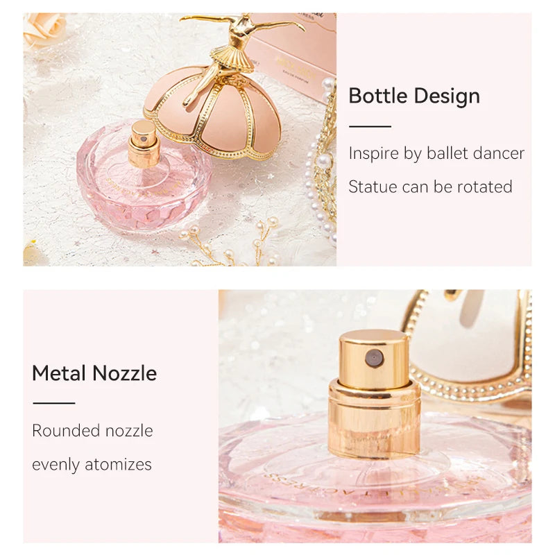 50ML 1.7FL.OZ Perfume de bailarina de ballet, set de regalo original Spray EDP para mujer, notas florales frutadas frescas/mullidas Regalos ideales para vacaciones
