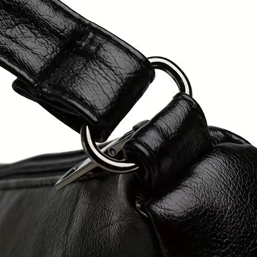 Bolso de Hombro de Moda para Mujer, de Piel Sintética, Gran Capacidad, con Múltiples Bolsillos, Estilo Mamá, Negro, Repujado, para Salidas y Fiestas