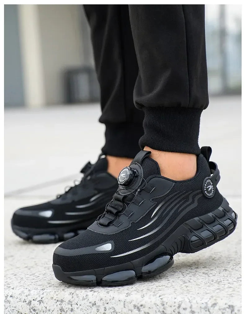 Nuevos zapatos de seguridad para el trabajo, talla 36-48 para mujeres y hombres, zapatillas de deporte con punta de acero para hombres, botas antideslizantes ligeras y transpirables impermeables, trabajo para hombres