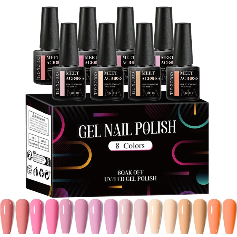 8 unids/set de esmalte de uñas de Gel fluorescente, barniz de Gel semipermanente colorido para decoración de uñas, suministros de manicura para uñas