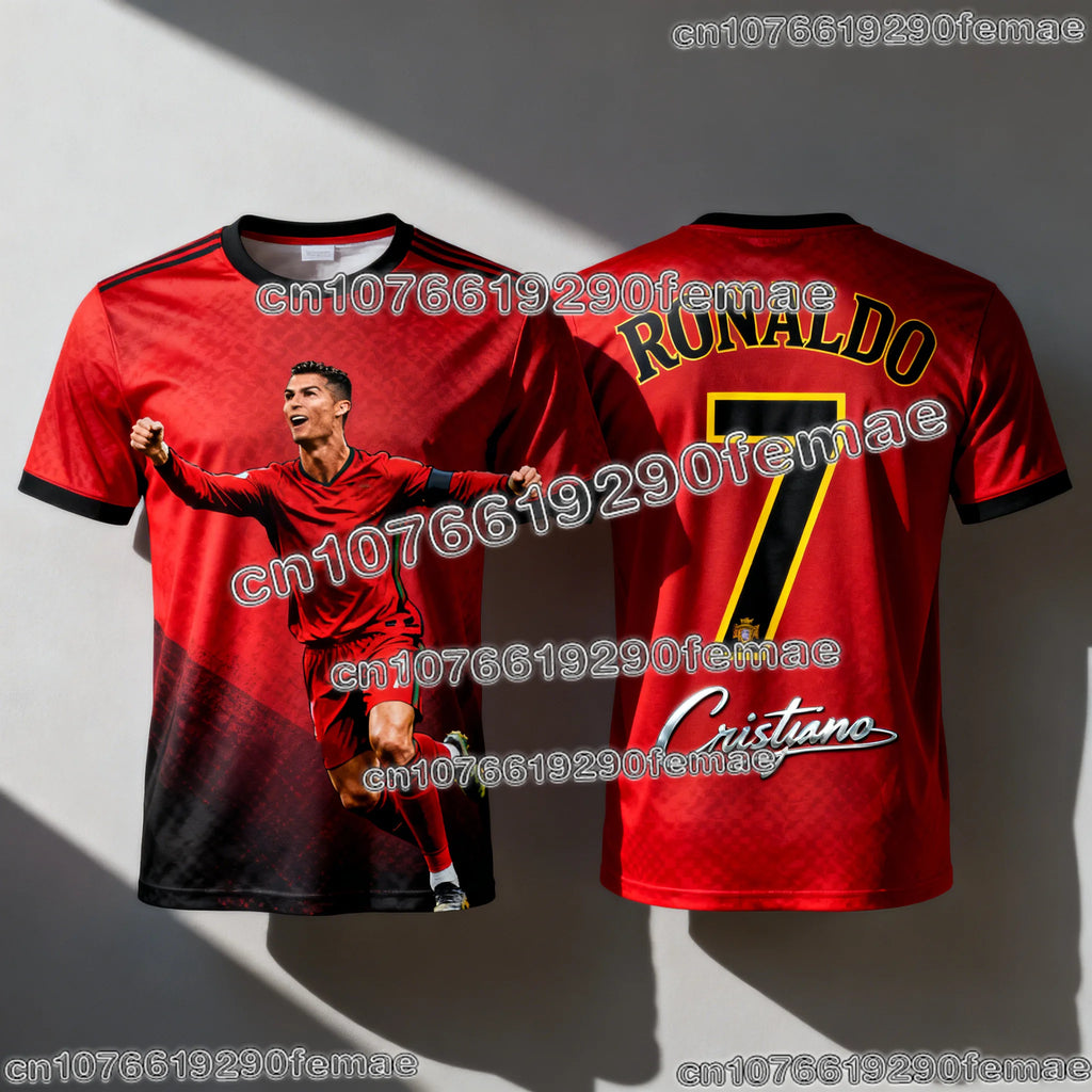 2026 Ronaldo 7 camiseta de fútbol ChatGPT estilo AI edición de fanáticos para adultos y niños camisetas de entrenamiento de fútbol de verano ropa deportiva cómoda