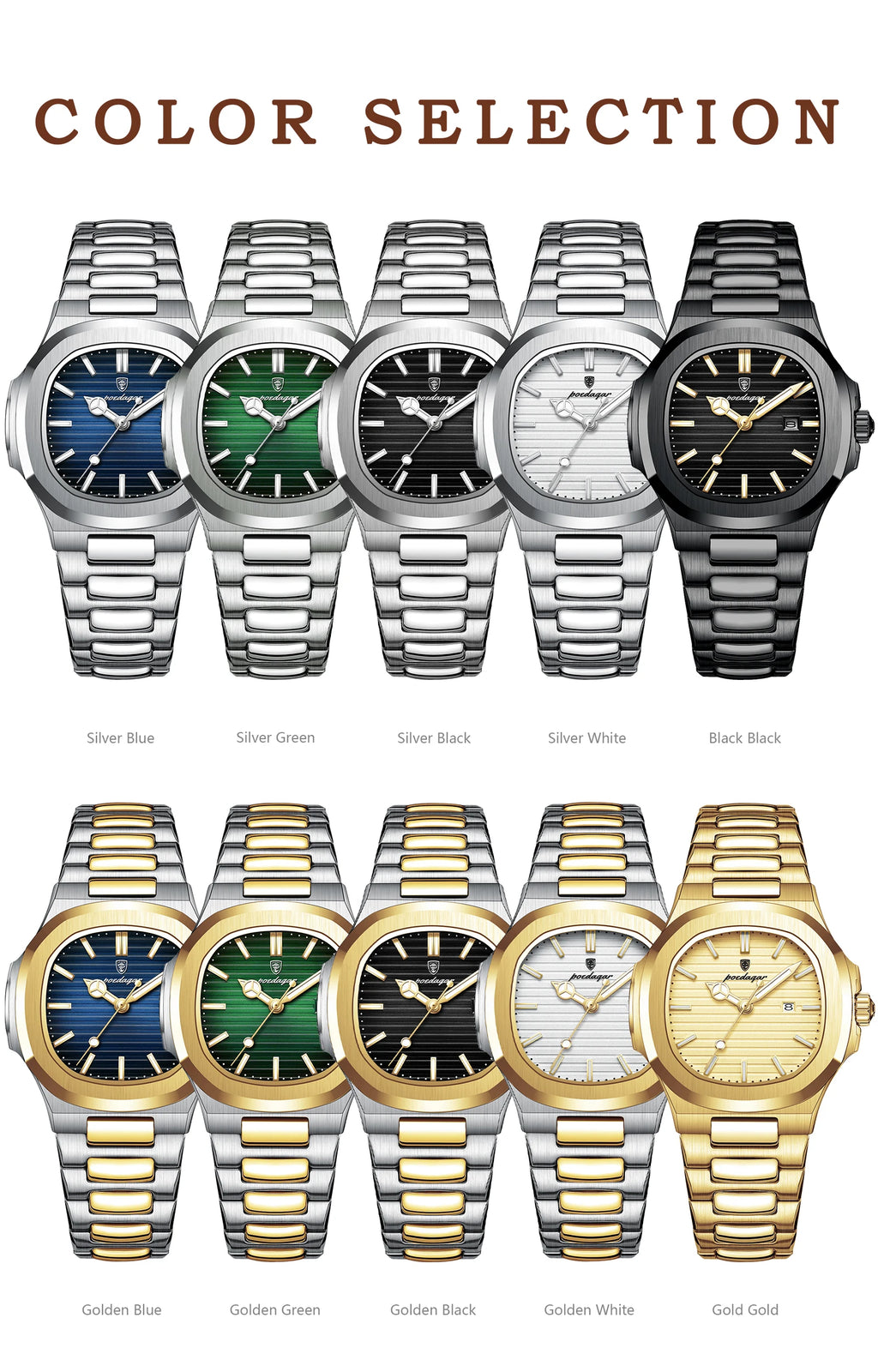 POEDAGAR, reloj de pulsera exquisito para mujer, resistente al agua, fecha luminosa, relojes de moda para mujer, reloj de cuarzo de acero inoxidable para mujer