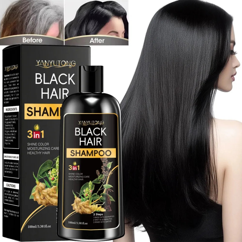 Champú tricolor de cúrcuma 3 en 1, champú nutritivo color tratado fórmula suave, a base de plantas, color beige claro