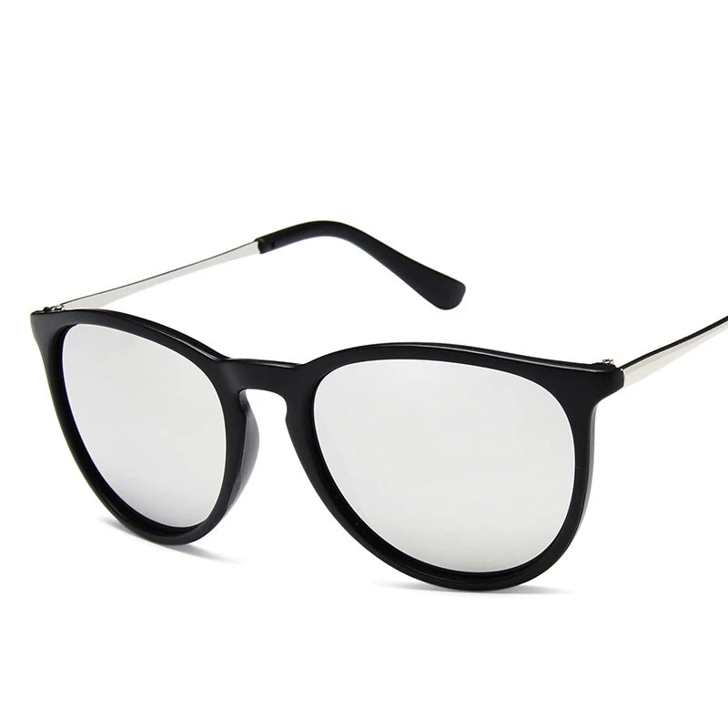 Gafas de sol clásicas con montura metálica populares, gafas de sol redondas para hombres y mujeres, gafas de sol con película reflectante para hombres y mujeres ﻿