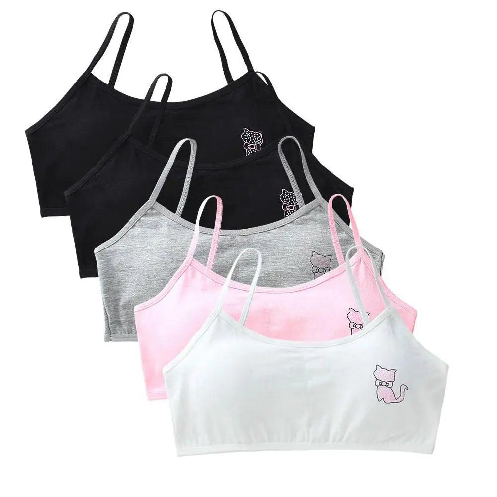 5 unids/lote Teeange niñas pequeñas sujetadores de entrenamiento Purbery School Girl Sujetador deportivo niños almohadilla para el pecho desmontable ropa interior niños Tops de tubo
