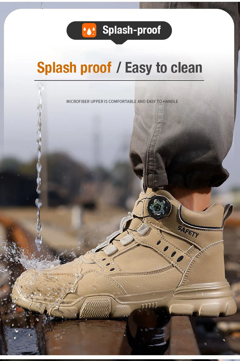 Botas de Trabajo de Seguridad con Punta de Acero para Hombre, Anti-aplastamiento, Resistentes a Pinchazos, con Entresuela de Kevlar, Impermeables, Ligeras, con Hebilla Giratoria
