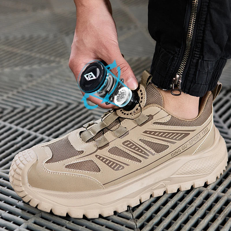 Zapatos de seguridad para el trabajo para mujeres y hombres, zapatillas de trabajo antipinchazos, zapatos indestructibles con botón giratorio, botas de trabajo antideslizantes
