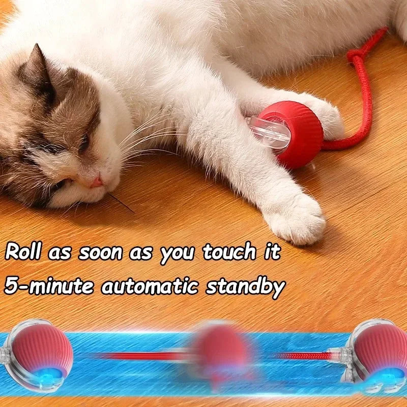 Nuevo juguete interactivo de pelota para gatos, bola rodante automática, cola de imitación, juguete eléctrico inteligente recargable para mascotas, entrenamiento para perros y gatos, ratón de imitación