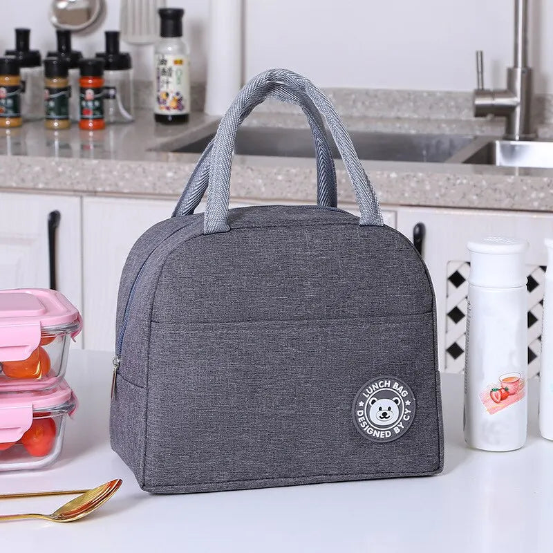 Bolsa de almuerzo aislada para mujeres y niños, bolsa térmica portátil, bolsa de hielo, contenedor de comida de lona, bolsas de Picnic de alimentos