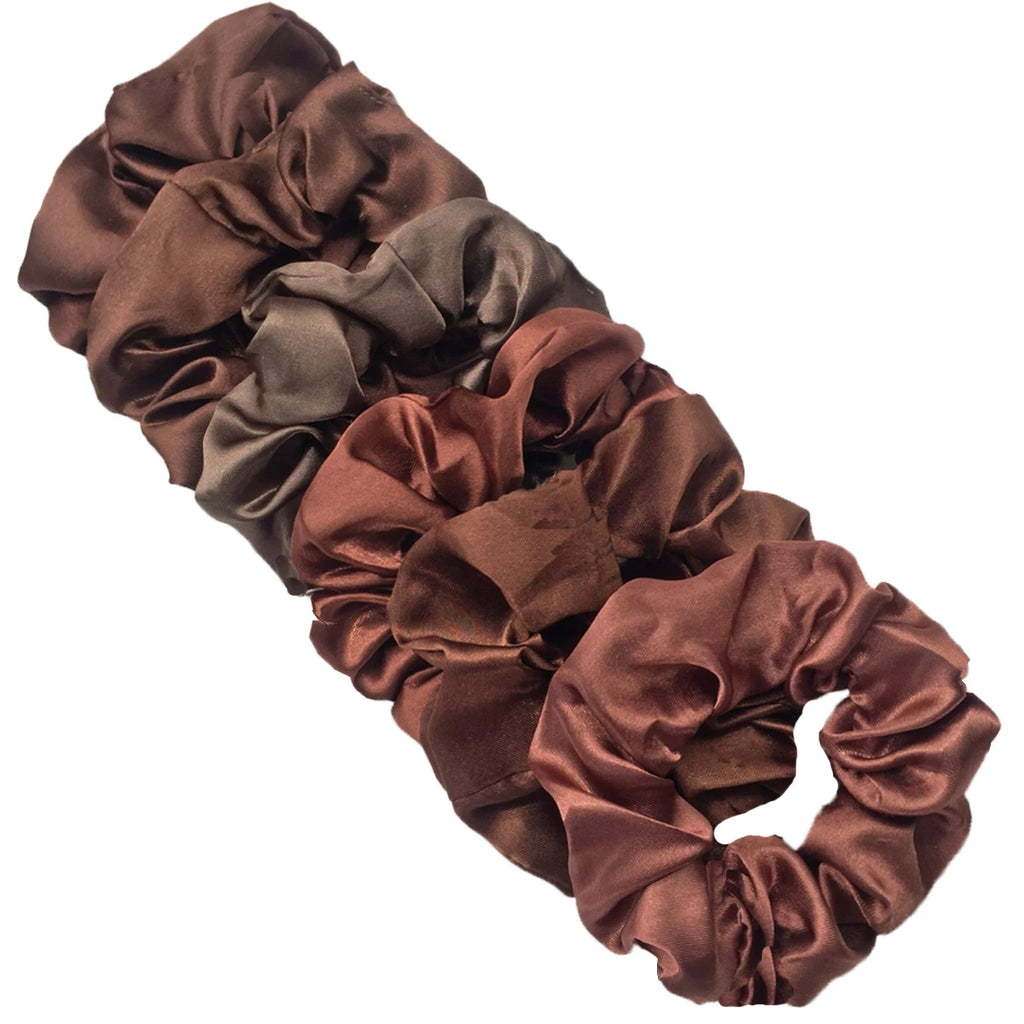 6 unids/lote, bandas para el pelo, lazos, cuerdas, soporte para cola de caballo para mujeres o niñas, accesorios, tocados de satén, Color sólido 100