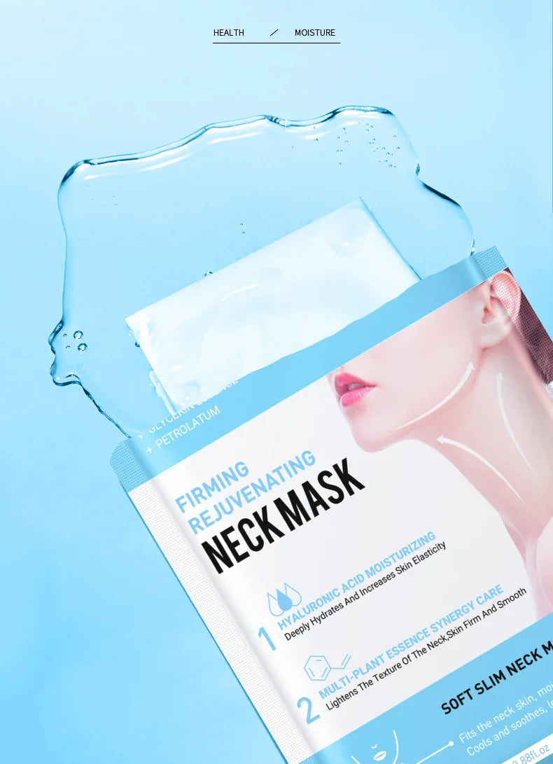 10 Uds SADOER ácido hialurónico máscara de cuello colágeno reafirmante máscaras de cuello nutritivo brillo belleza hidratante cuellos cuidado de la piel