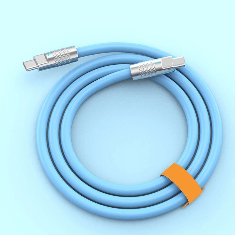 Nuevo Cable de Silicona Líquida Tipo C de Carga Súper Rápida PD de 120w 6A, Cable USB de Carga Rápida de 1M 1.5M 2M, Cable USB C a C