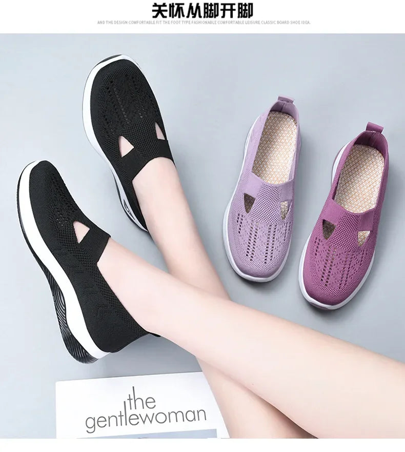 Zapatos de mujer 2025, zapatillas informales de verano, suela gruesa de malla transpirable, asequible, envío gratis