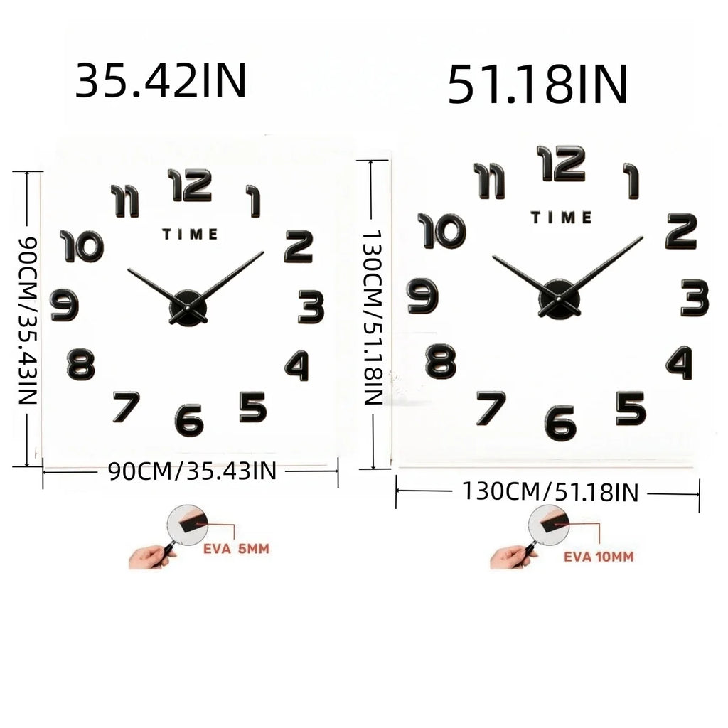 Reloj de pared grande 3D, relojes de pared clásicos luminosos, reloj Digital DIY, relojes de pared, pegatinas, reloj silencioso para el hogar, mesa de salón