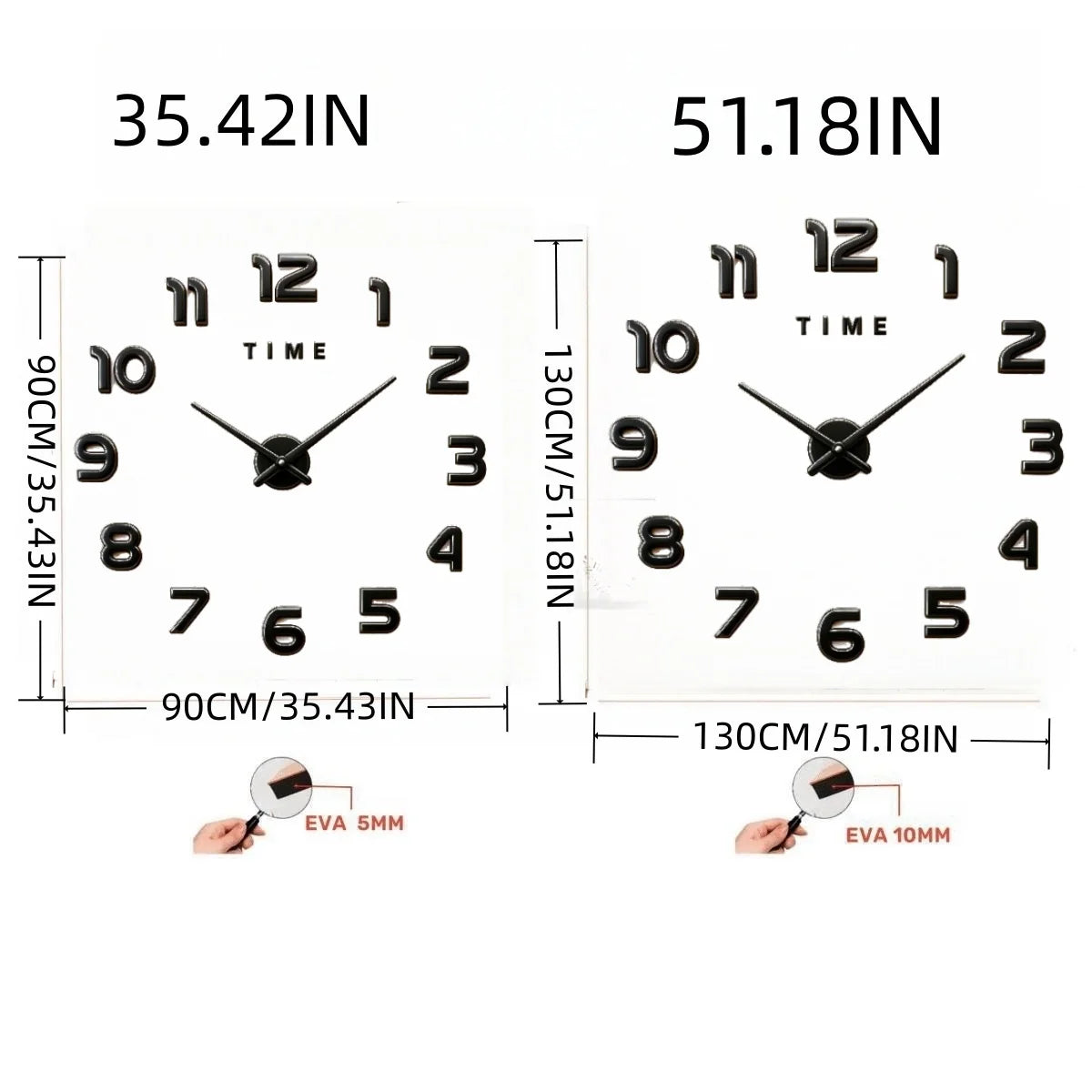 Reloj de pared grande 3D, relojes de pared clásicos luminosos, reloj Digital DIY, relojes de pared, pegatinas, reloj silencioso para el hogar, mesa de salón