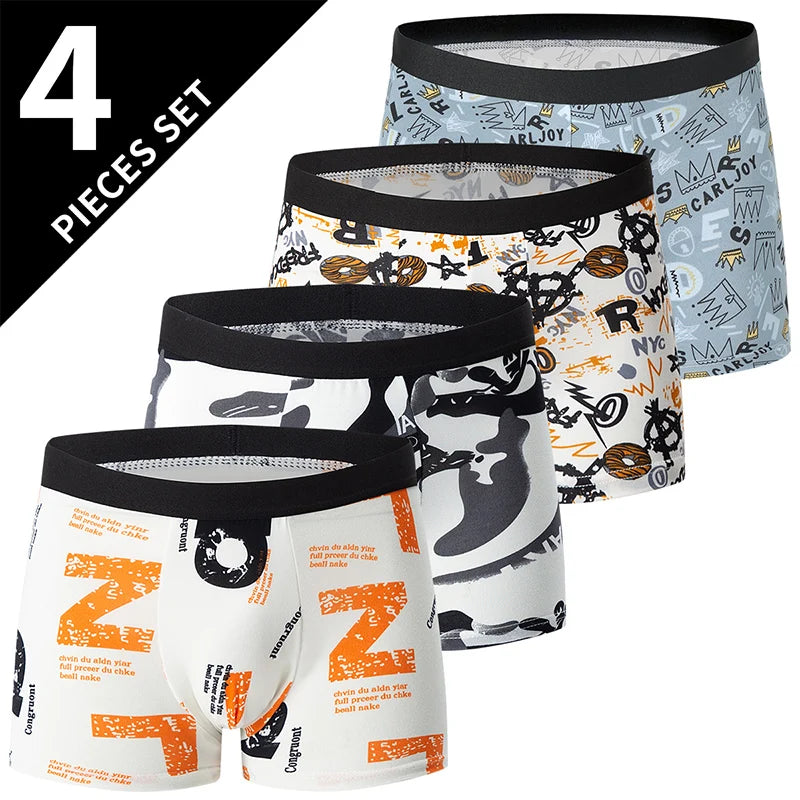 Ropa interior para padres e hijos para hombres y adolescentes, pantalones cortos con estampado Simple y a la moda, pantalones cortos informales con cintura elástica Joker, 4/10 piezas