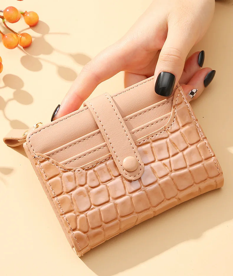 Cartera corta para mujer, monedero pequeño de cuero de marca de lujo a la moda, tarjetero para mujer, bolso de mano para mujer, billetera con Clip para dinero 2023