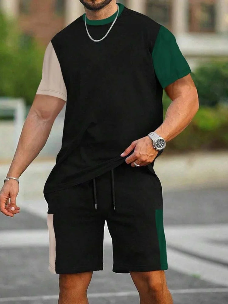 Conjunto de Camiseta y Pantalones Cortos Casuales de Verano para Hombre 2026, Conjunto Deportivo, Camiseta de Manga Corta de Talla Grande, Pantalones Cortos con Bolsillo con Cordón