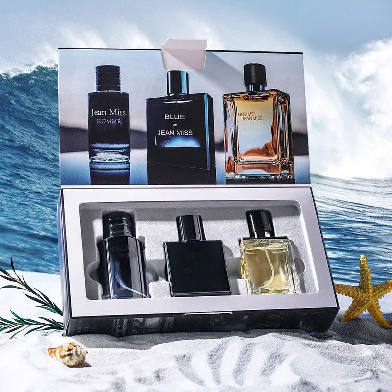 Juego de 3 piezas, caja de regalo en spray eau de Toilette para hombre, fragancia duradera, 3 sabores diferentes, perfecta para regalos navideños, fechas, víspera
