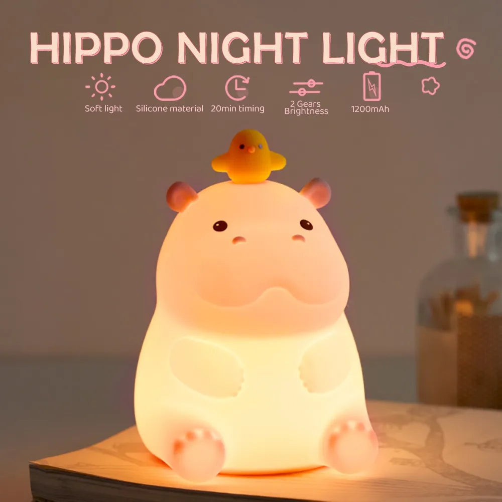 Bonita lámpara de noche blanda de silicona, luz nocturna regulable para guardería, lámpara de mesita de noche con temporizador recargable y Sensor táctil