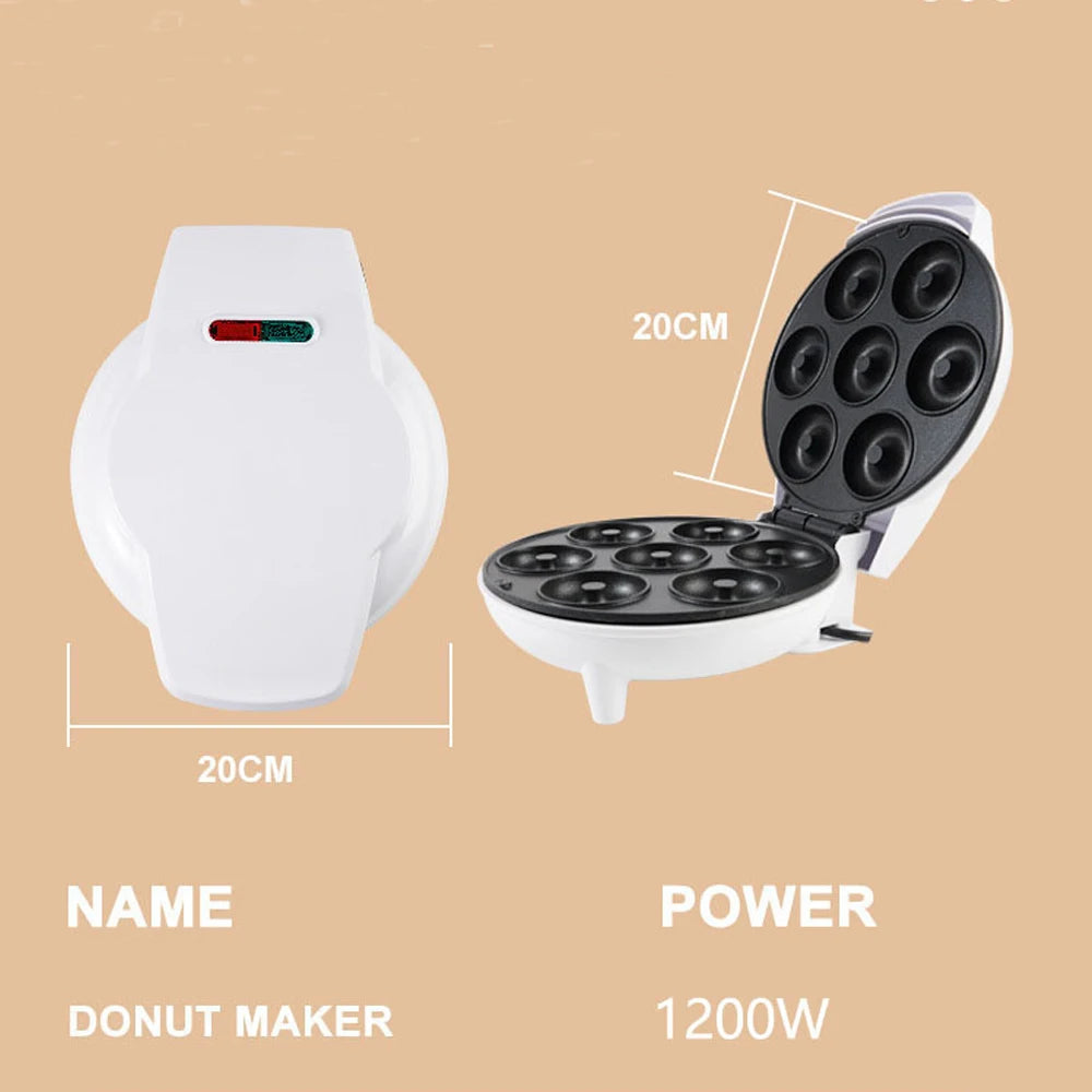 Mini máquina para hacer rosquillas, superficie antiadherente para niños, desayuno, aperitivos, postres, hace 7 donuts, electrodomésticos de Color blanco