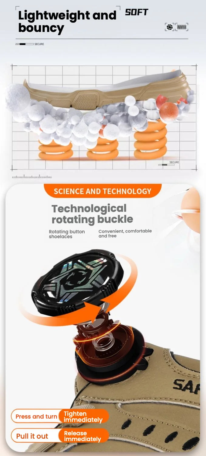 Botas de Trabajo de Seguridad con Punta de Acero para Hombre, Anti-aplastamiento, Resistentes a Pinchazos, con Entresuela de Kevlar, Impermeables, Ligeras, con Hebilla Giratoria
