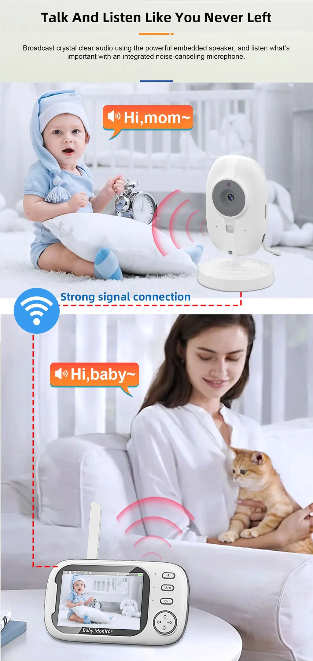 Cdycam nuevo Monitor de vídeo inalámbrico para bebé de 3,5 pulgadas visión nocturna monitoreo de temperatura Audio bidireccional hablar cámara de seguridad para niñera bebé