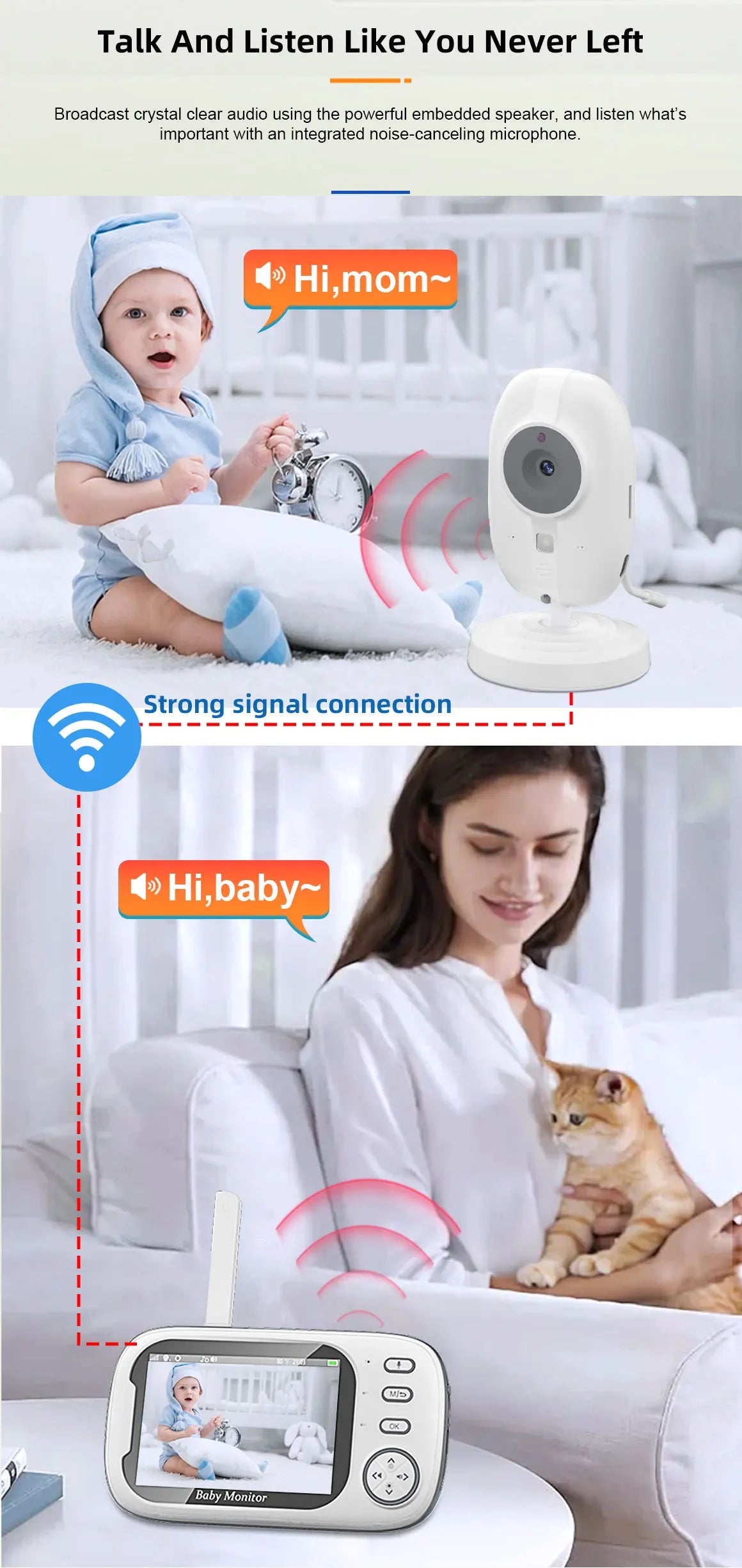 Cdycam nuevo Monitor de vídeo inalámbrico para bebé de 3,5 pulgadas visión nocturna monitoreo de temperatura Audio bidireccional hablar cámara de seguridad para niñera bebé