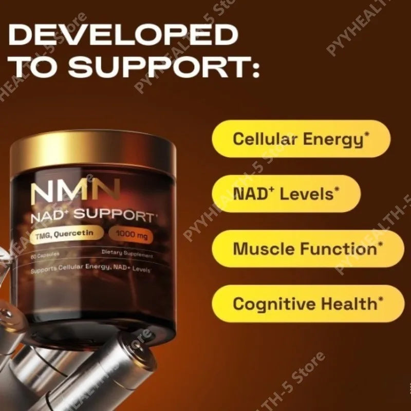 Suplemento de NMN en Cápsulas, 1000mg por Porción, Suplemento de NAD+, Apoya la Energía Cerebral, 60 Cápsulas