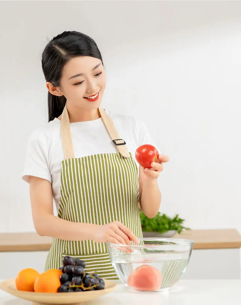 Delantal de lino a rayas para el hogar, sin mangas, cuello colgante, elasticidad ajustable, cocina, jardinería, delantal de estilo japonés nuevo