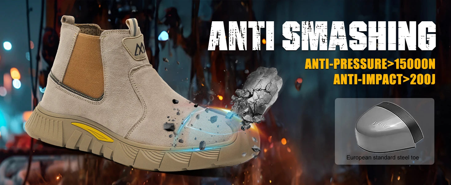 Zapatos de seguridad con punta de acero para hombres y mujeres, zapatos de trabajo antideslizantes, zapatillas de deporte, zapatos de trabajo protectores para exteriores, botas de seguridad para exteriores para hombres