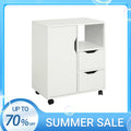 SoBuy FBT105-W mesa impresora con 2 cajones y 1 puerta archivos armario rollo contenedor carrito de oficina carrito lateral contenedor de oficina Blanco