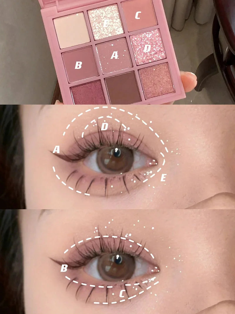 DIKALU-paleta de sombras de ojos, nueva paleta de sombra de ojos, Oh Rosy Nine Palace Grid, enfoque automático, baja saturación, polvo de humo, placa de rosa, primavera y verano
