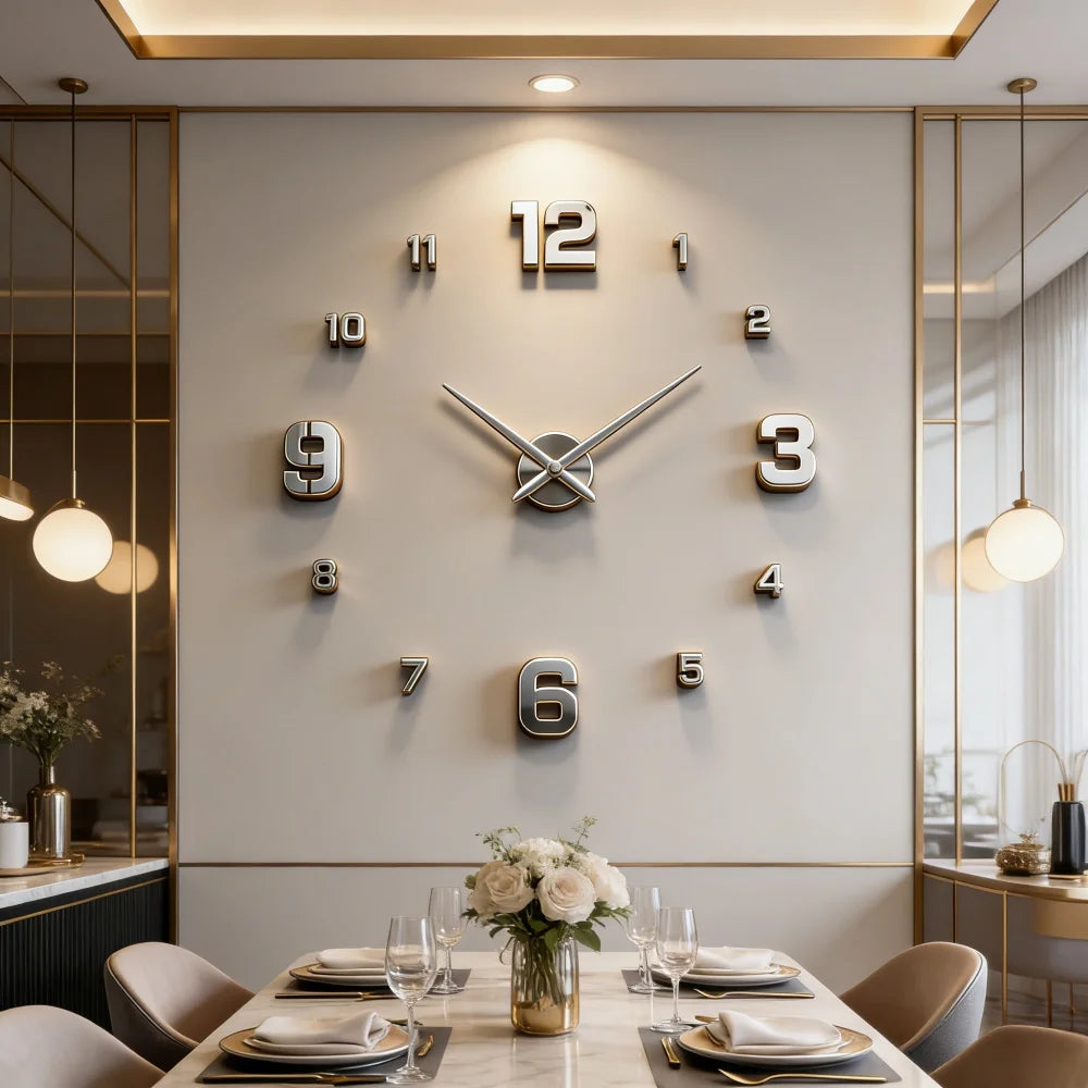 Reloj de pared grande 3D, relojes de pared clásicos luminosos, reloj Digital DIY, relojes de pared, pegatinas, reloj silencioso para el hogar, mesa de salón