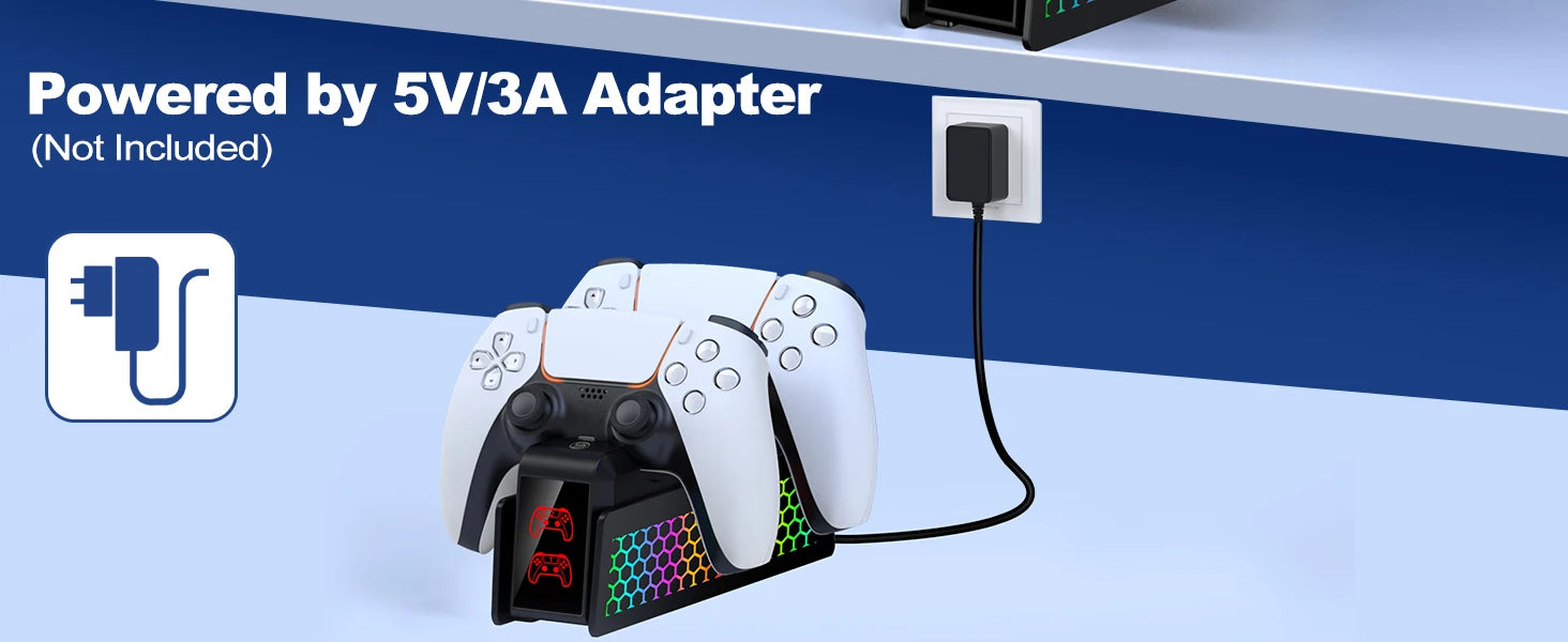 Para cargador de controlador PS5, estación de carga DualSense, soporte de cargador de base de carga Dual para controlador de juego inalámbrico PlayStation5