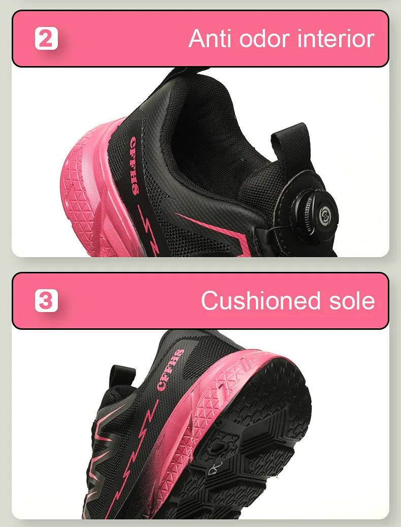 Zapatos de seguridad para mujer, botas de trabajo con punta de acero, zapatillas deportivas transpirables a prueba de perforaciones, botas de seguridad cómodas para construcción