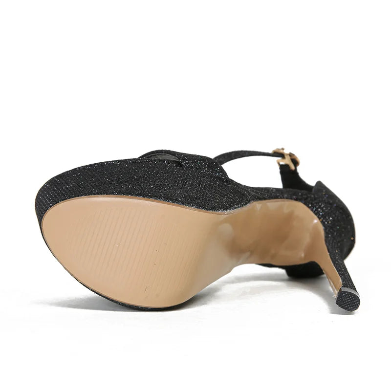 Liyke modelo pasarela sandalias de plataforma con lentejuelas para mujer Sexy punta abierta fiesta Nachtclub tacones de Stripper zapatos de baile de barra tamaño 34-46
